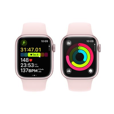 APPLE Watch Series 9 GPS 2023 (41mm., S/M Size, Pink Aluminum Case, Light Pink Sport Band)