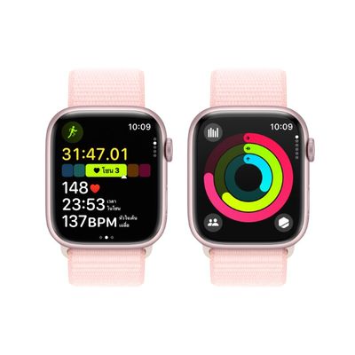 APPLE Watch Series 9 GPS 2023 (45mm., Pink Aluminum Case, Light Pink Sport Loop)