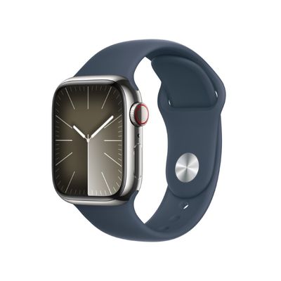 APPLE Watch Series 9 GPS + Cellular 2023 (41mm., S/M Size, Silver Stainless Steel Case, Blue Sport Band)