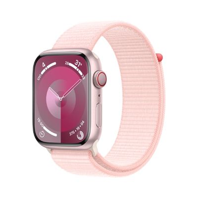APPLE Watch Series 9 GPS + Cellular 2023 (45mm., Pink Aluminum Case, Light Pink Sport Loop)