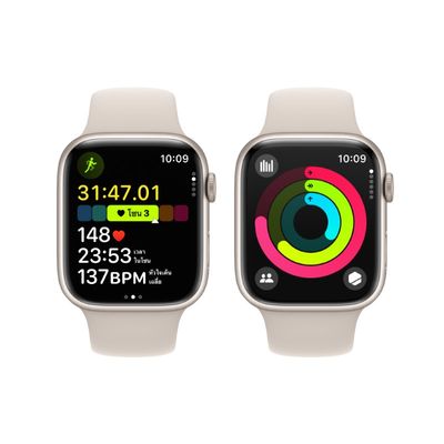 APPLE Watch Series 9 GPS + Cellular 2023 (45mm., S/M Size, Starlight Aluminium Case, Starlight Sport Band)