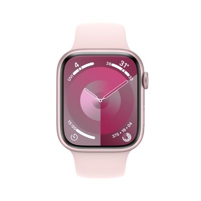 APPLE Watch Series 9 GPS 2023 (45mm., S/M Size, Pink Aluminum Case, Light Pink Sport Band)