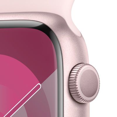 APPLE Watch Series 9 GPS 2023 (45mm., S/M Size, Pink Aluminum Case, Light Pink Sport Band)