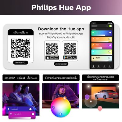 PHILIPS หลอดไฟอัจริยะ (7.5 วัตต์, A60, E27) รุ่น HUEWCA