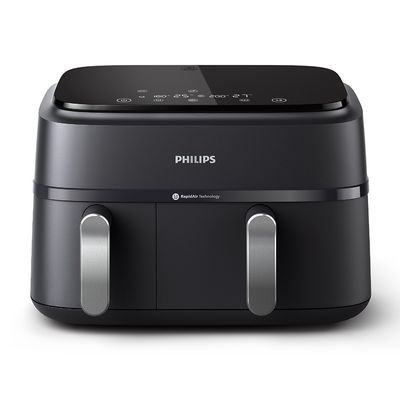 PHILIPS หม้อทอดไร้น้ำมัน 3000 Series Dual Basket (2750 วัตต์, 9 ลิตร, สีดำ) รุ่น NA351/00