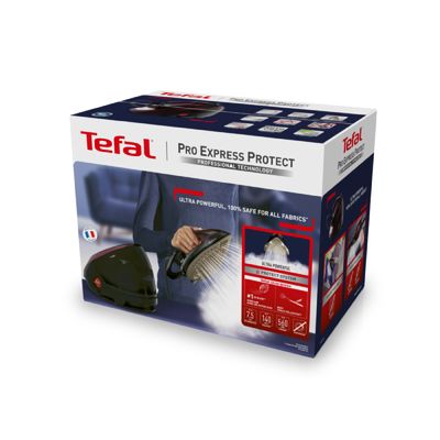 TEFAL Steam Generator Iron Pro Express Protect (2830W, 1.8L, Burgundy/Black) GV9230 + Ironing Board