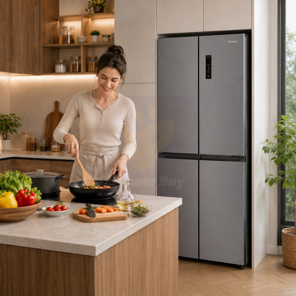 Buy HITACHI 4 Door Refrigerator 16.5 Cubic (Inox) HR4N7522DSXTH at