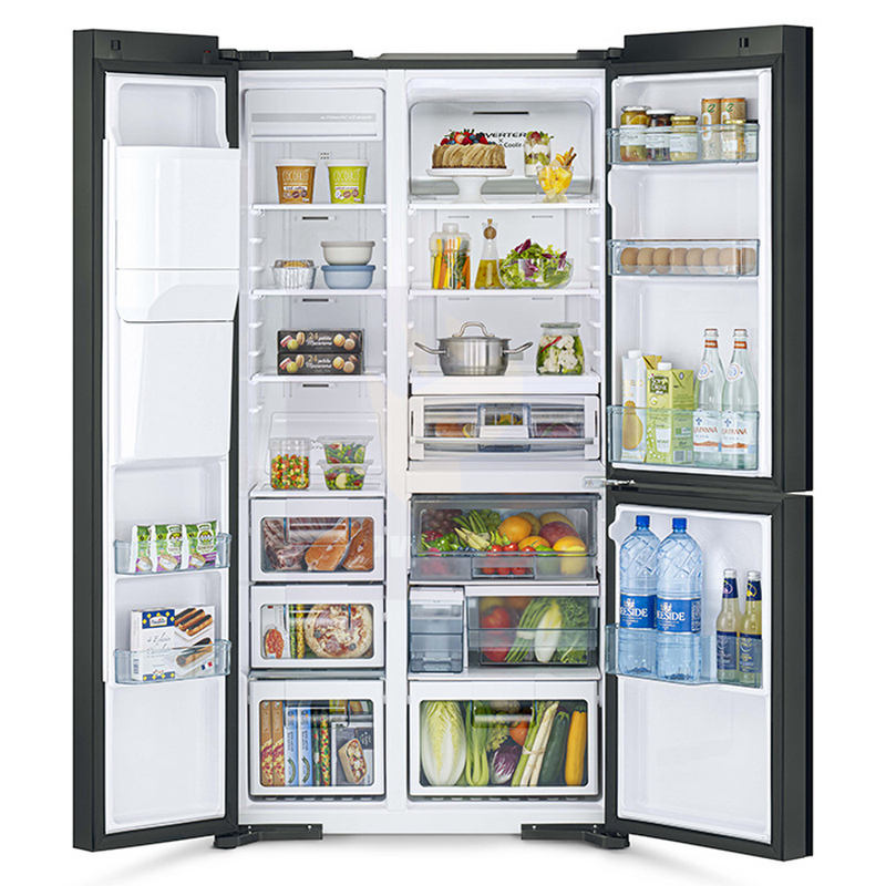 Side by Side Deluxe+ Refrigerator (20.1 Cubic, Glass Black ) R-MX600GVTH0  GBK