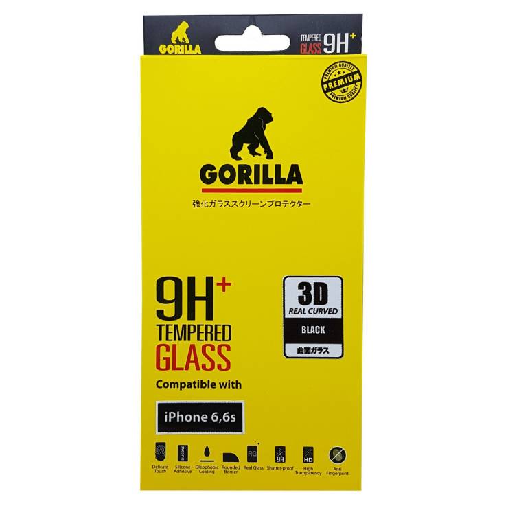 GORILLA Screen Protector for iPhone 6/6S GLASS IP6 3D REAL BK	