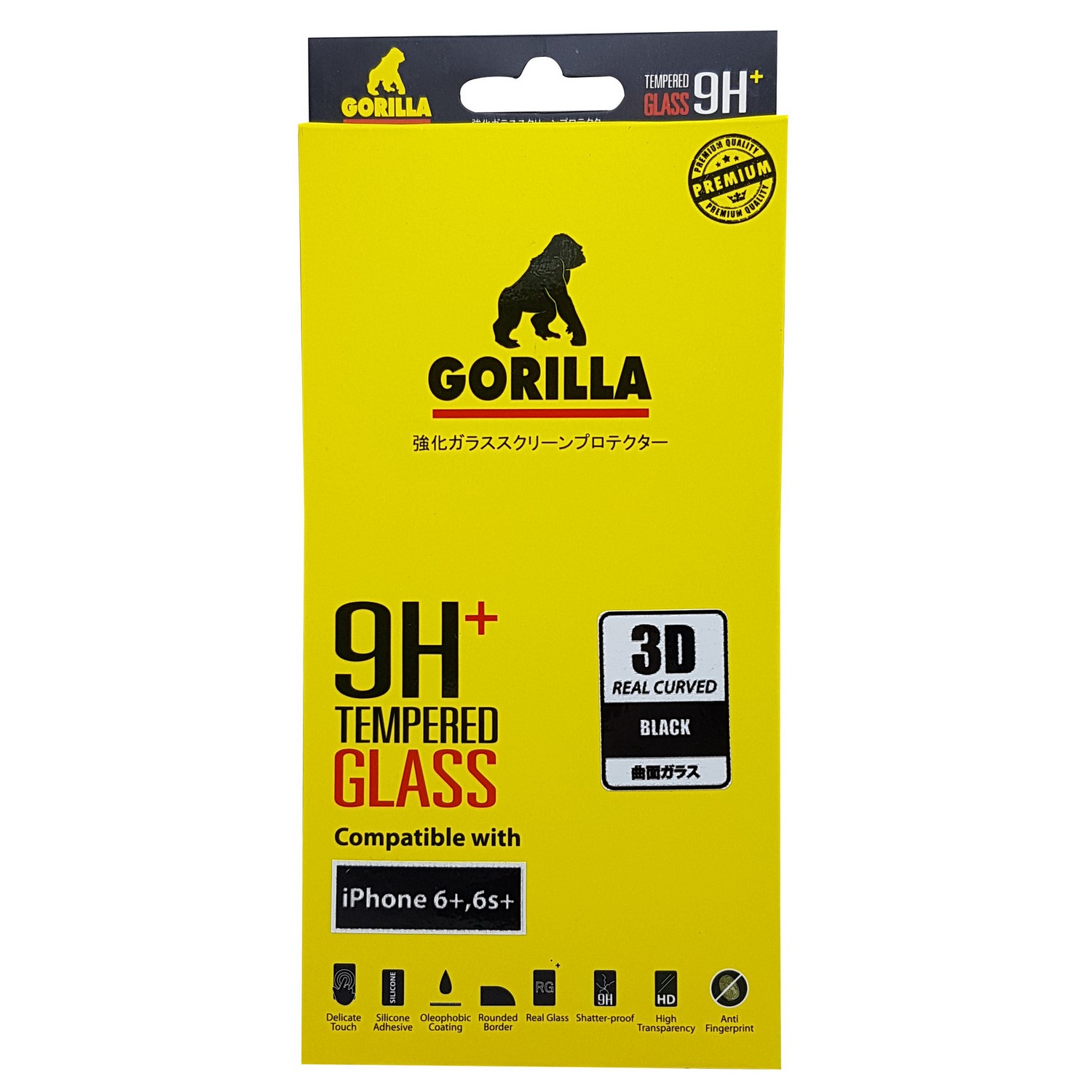 GORILLA Screen Protector for iPhone 6 Plus GLASS I6+ 3D REAL BK