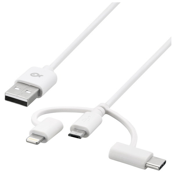 Poss 3 in 1 USB Cable (White) PSM-LCWH-18