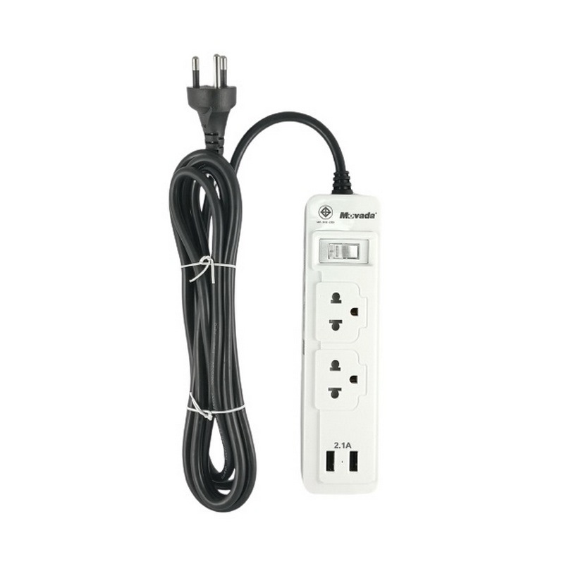 MOVADA Power Strip (2 Port, 2 USB, 3M,White) EXTC-V122USB