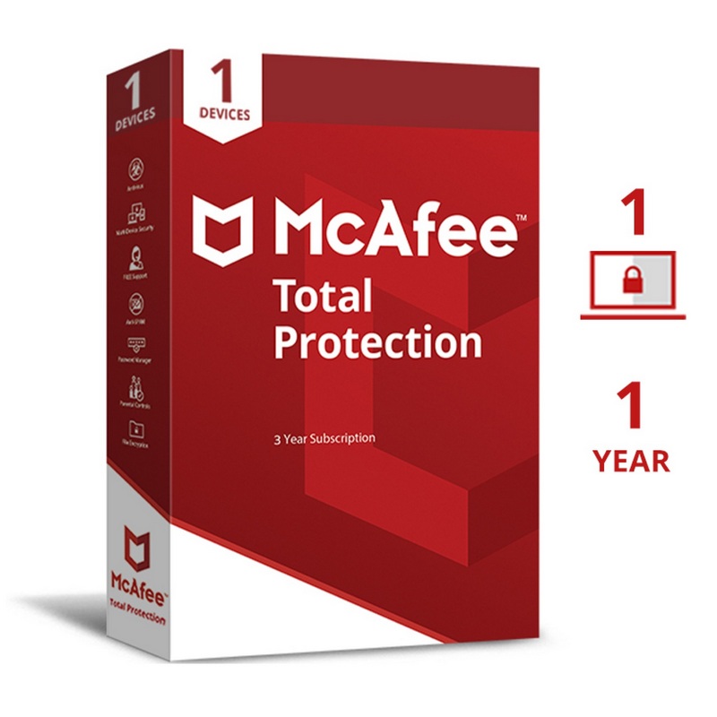 MCAFEE Software Antivirus Total Protection 1 Device 1 Year MTP1D1Y-BOX