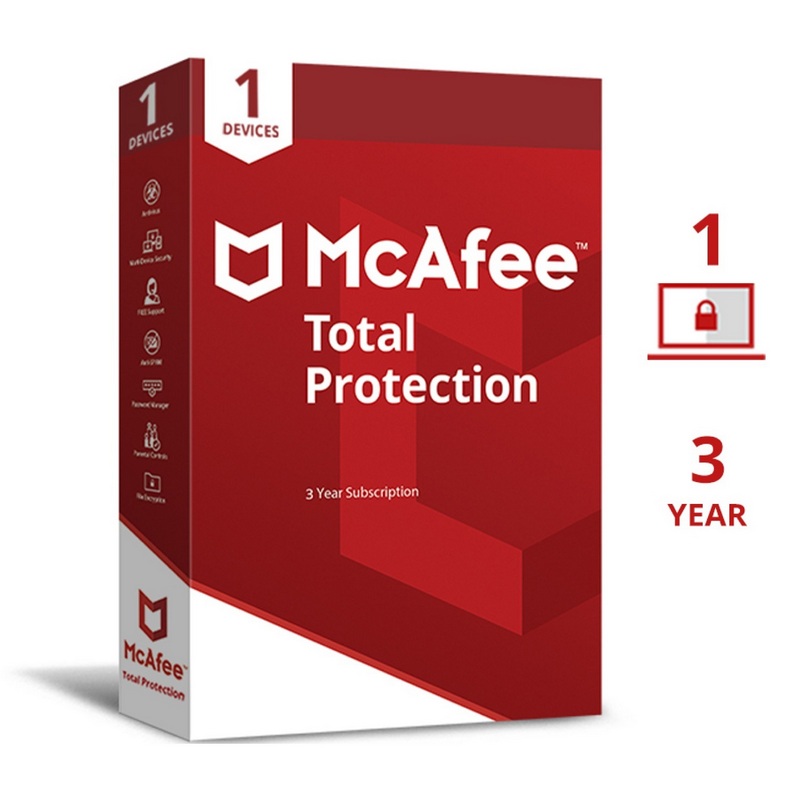 Mcafee Software Antivirus Total Protection 1 Device 3 Year MTP1D3Y-BOX