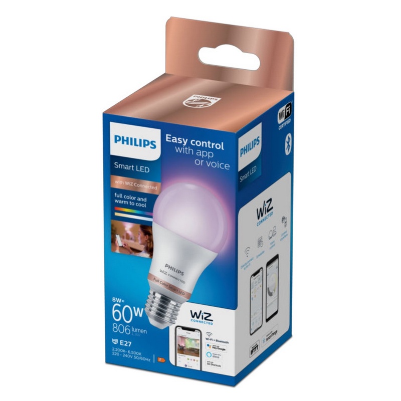 Philips Smart LED Bulb (WiZ Color Ambiance) PHI WFB 60W A60 RGB