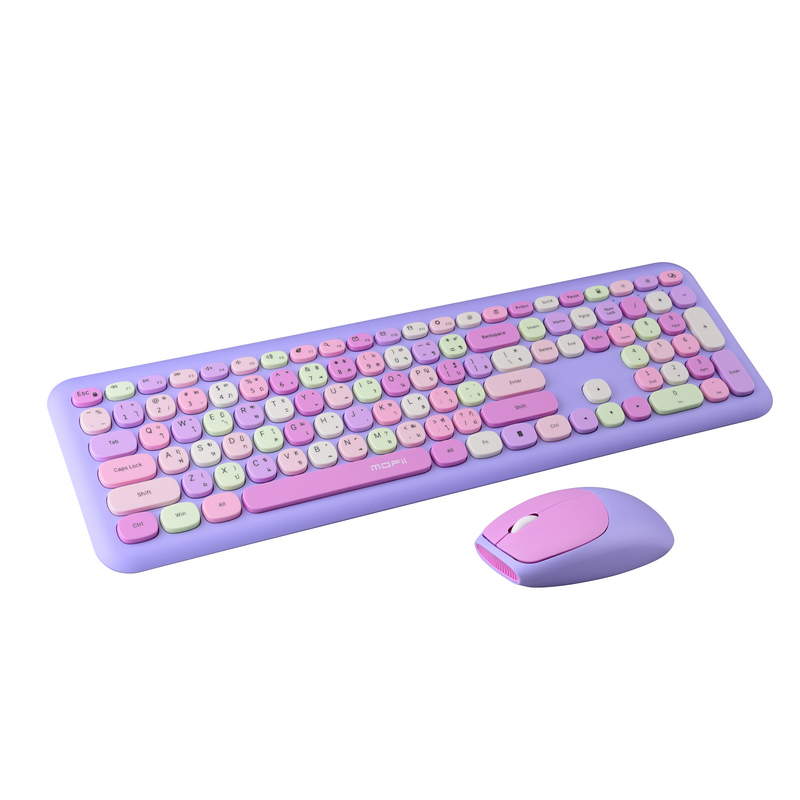 MOFII Wireless Keyboard + Wireless Mouse Silent (Mixed Purple) Lollipop