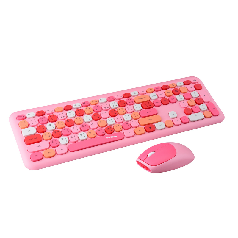 MOFII Silent Wireless Keyboard + Wireless Mouse (Mixed Rose) Lollipop