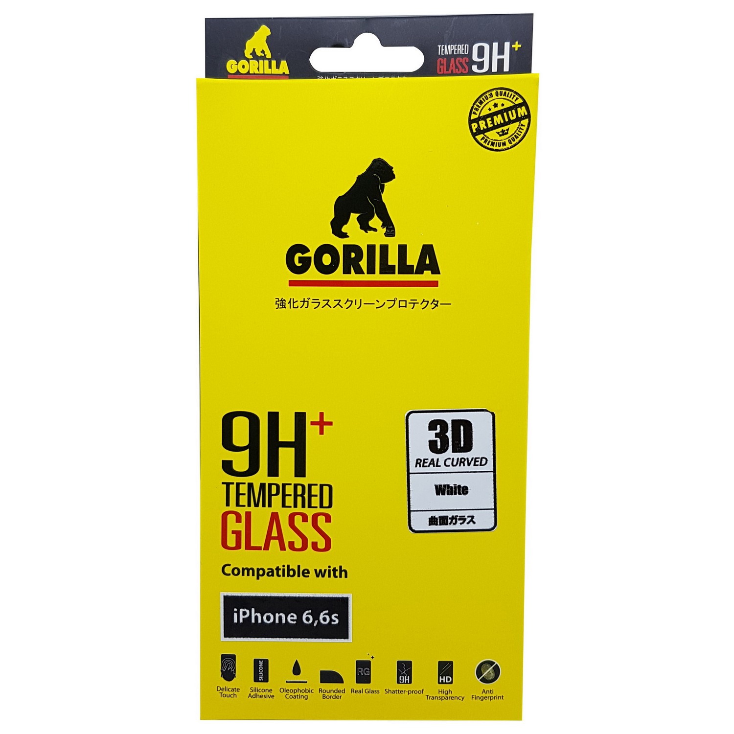 GORILLA Film for iPhone 6/6S (White) Tempered Glass 3D Real Curved