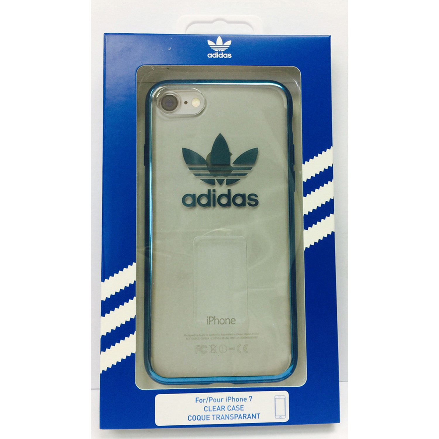 ADIDAS Case for iPhone 7 Clear Blue Metallic Logo