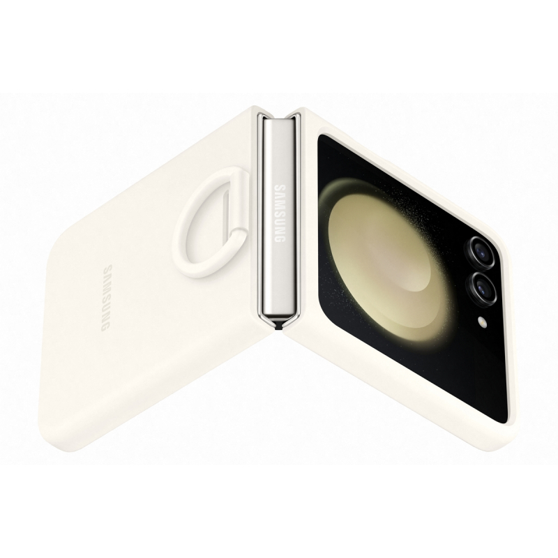 Samsung Silicone cover with Ring สำหรับ Galaxy Z Flip 5 (สี Cream) รุ่น EF-PF731TUEGWW