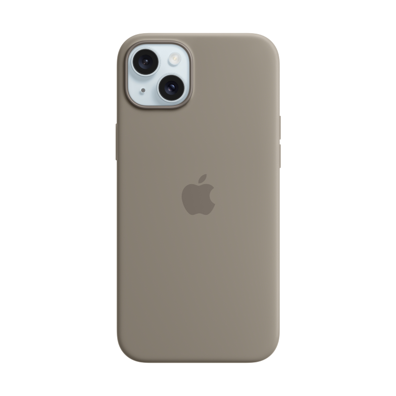 Apple เคสซิลิโคนสำหรับ iPhone 15 Plus พร้อม MagSafe (สีเทาโคลน)