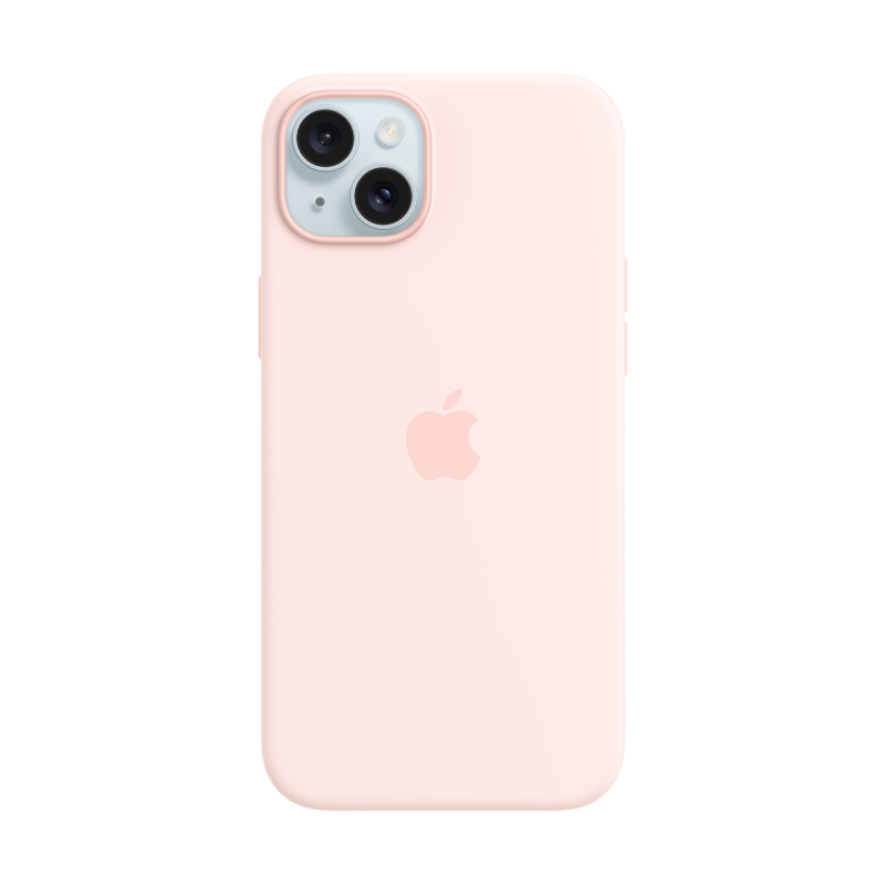 Apple เคสซิลิโคนสำหรับ iPhone 15 Plus พร้อม MagSafe (สีชมพูสว่าง)