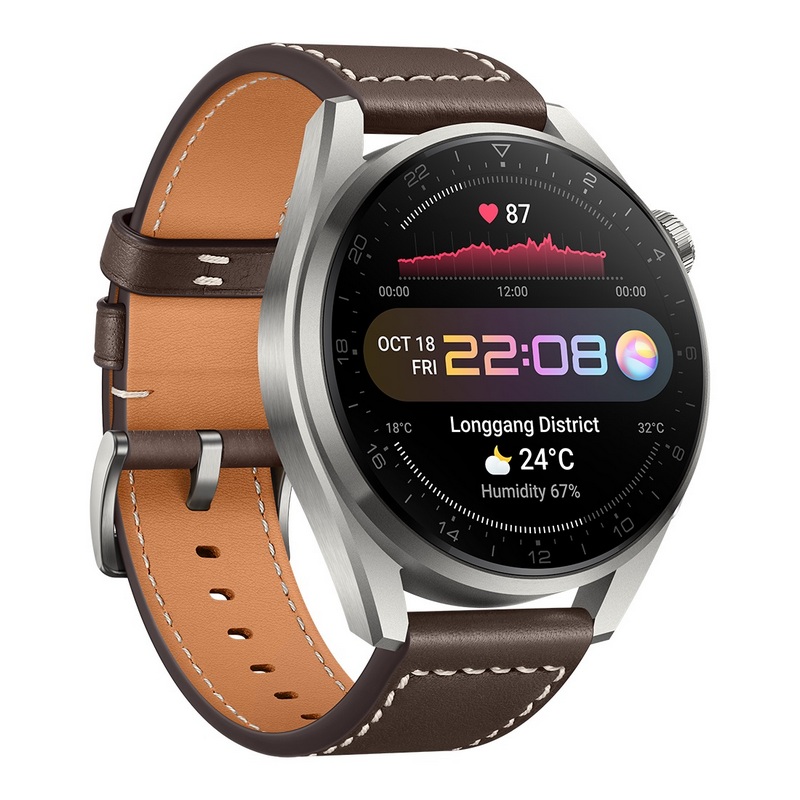 HUAWEI Smart Watch (48 mm, Titanium Gray Case, Brown Band) 3 Pro Classic Edition