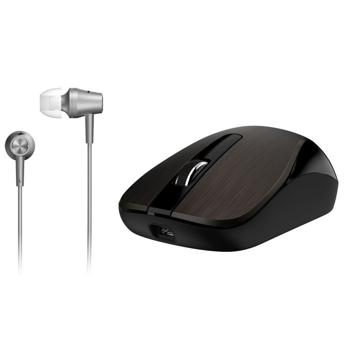 Genius Wireless Mouse + In-Ear Wire Headphone (Chocolate) MH-8015
